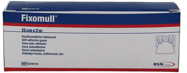 FASCIA AUTOADESIVA IPOALLERGENICA FISSAGGIO SU AMPIA SUPERFICIE FIXOMULL. SUPPORTO IN GARZA DI VISCOSA COLORE BIANCO MASSA IN POLICARBONATO SENZA RESINE E GOMME NATURALI. 15X1000CM - Metafarm
