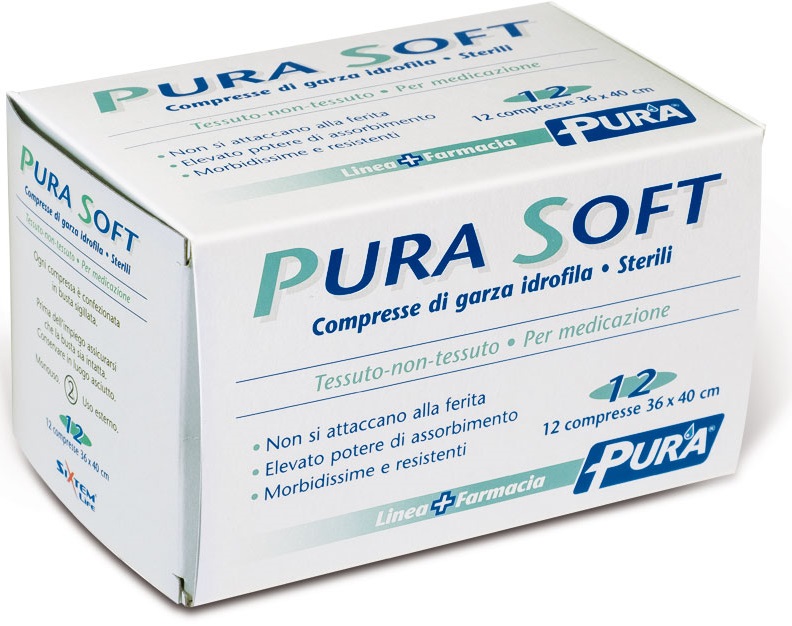 GARZA IN TESSUTO NON TESSUTO PURA SOFT 36X40CM 12 PEZZI - Metafarm