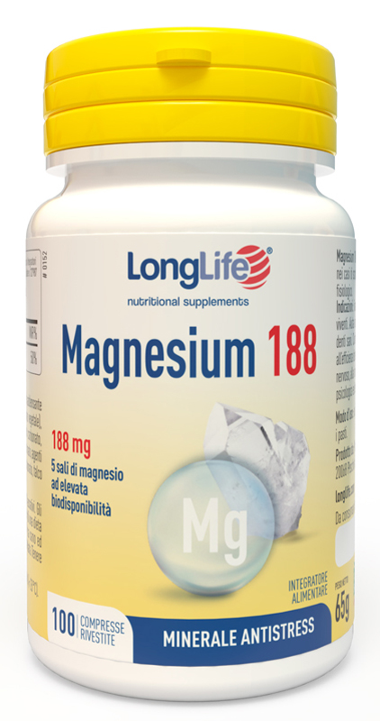 LONGLIFE MAGNESIUM 188 100 COMPRESSE RIVESTITE DA 6,5 G - Metafarm