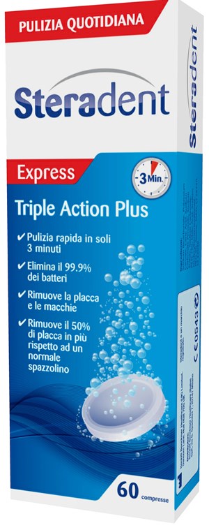 STERADENT TRIPLE ACTION PLUS 60 COMPRESSE PULENTI - Metafarm