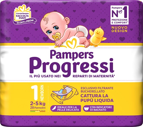 PAMPERS PROGRESSI NEWBORN PANNOLINO 1 2-5KG 28 PEZZI - Metafarm