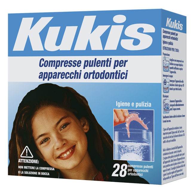 KUKIS CLEANSER 28 COMPRESSE PER PULIZIA APPARECCHI ORTODONTICI - Metafarm
