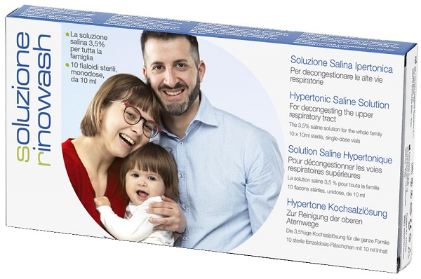 RINOWASH SOLUZIONE SALINA IPERTONICA PER PULIZIA NASO 10 FIALE RICHIUDIBILI X 10 ML - Metafarm