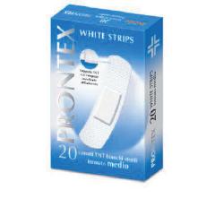 CEROTTO PRONTEX WHITE STRIPS IN TESSUTO NON TESSUTO BIANCO STERILE SCATOLA 20 CEROTTI MEDI - Metafarm