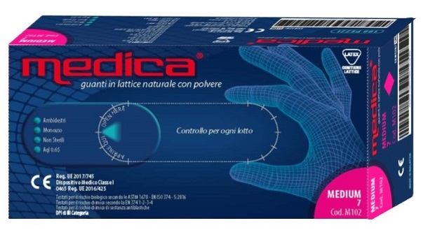 MEDICA GUANTO LATTICE N/STERILE CON POLVERE DM MISURA M 100 PEZZI - Metafarm