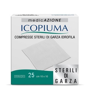 ICOPIUMA GARZA COMPRESSA IDROFILA 10X10CM 25 PEZZI - Metafarm