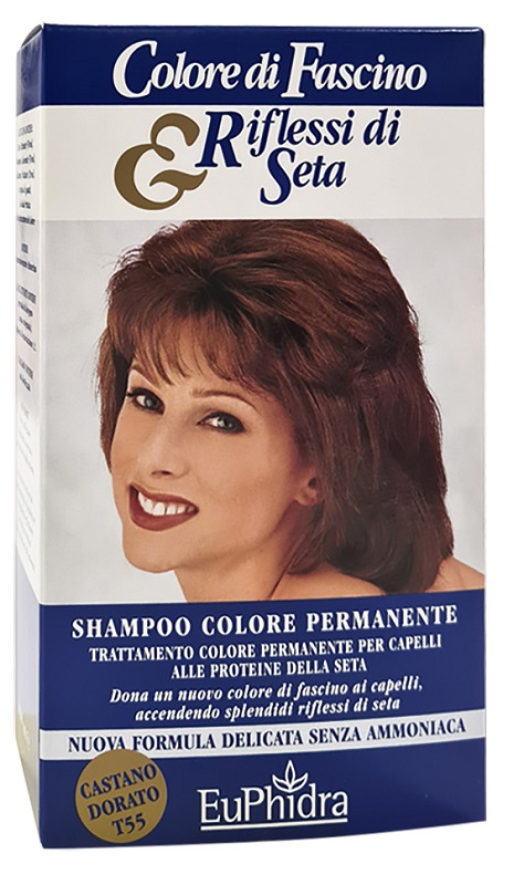 EUPHIDRA COLORE DI FASCINO & RIFLESSI DI SETA SHAMPOO COLORE PERMANENTE 55 CASTANO DORATO 120 ML - Metafarm