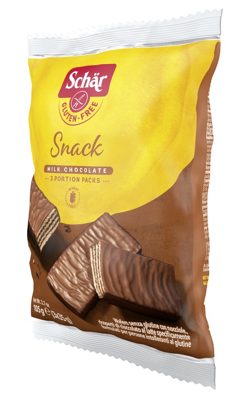 SCHAR SNACK CON CIOCCOLATO AL LATTE E NOCCIOLE 3 WAFER X 35 G - Metafarm