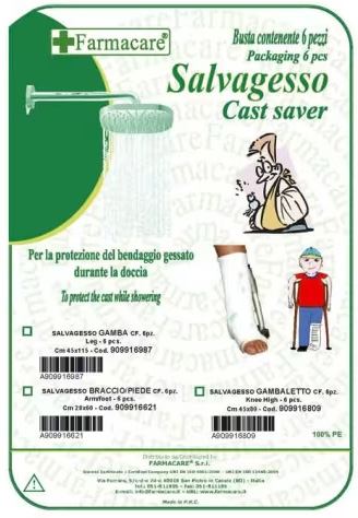 SALVAGESSO PER GAMBALETTO UTILE PER LA PROTEZIONE DEL GESSO DURANTE LA DOCCIA 6 PEZZI - Metafarm