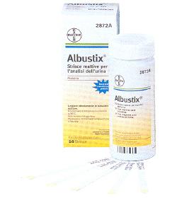 STRISCIA REATTIVA ALBUSTIX PER RICERCA DELLE PROTEINE NELLE URINE 50 PEZZI CODICE ARTICOLO 2872C - Metafarm