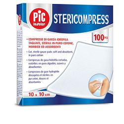 GARZA COMPRESSA IDROFILA PIC STERICOMPRESS 10X10 CM 4 BUSTE  25 PEZZI - Metafarm