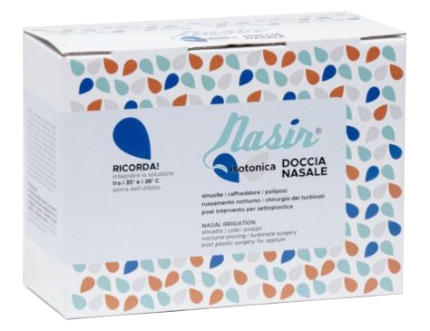 NASIR LAVAGGIO NASALE SOLUZIONE FISIOLOGICA ISOTONICA STERILE SCATOLA CON 4 SACCHE 500ML 4 BLISTER 1 VENTOSA - Metafarm