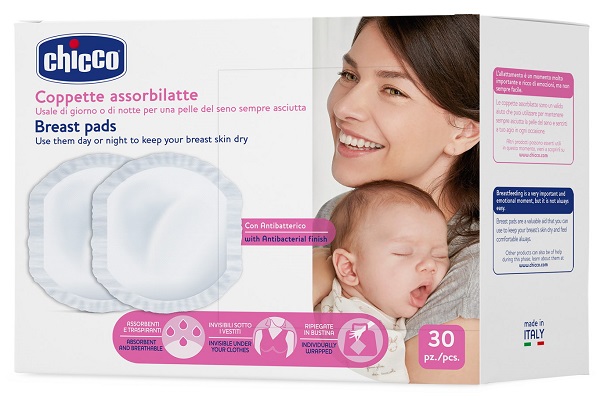 CHICCO COPPETTA ASSORBILATTE ANTIBATTERICA 30 PEZZI - Metafarm