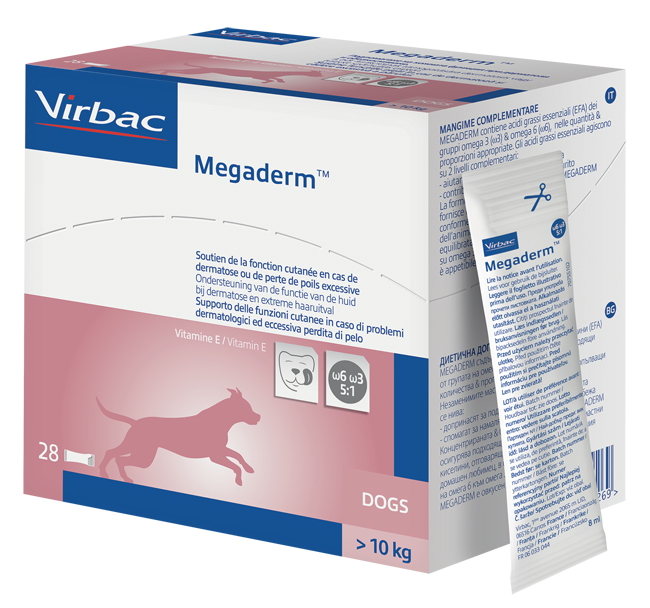 MEGADERM SUPPLEMENTO CANI SUPERIORI A 10 KG SCATOLA DA 28 SACCHETTI MONODOSE 4 ML - Metafarm