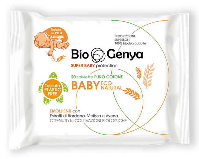 BIOGENYA ECO NATURAL SALVIETTINA BABY COTONE 20 PEZZI - Metafarm