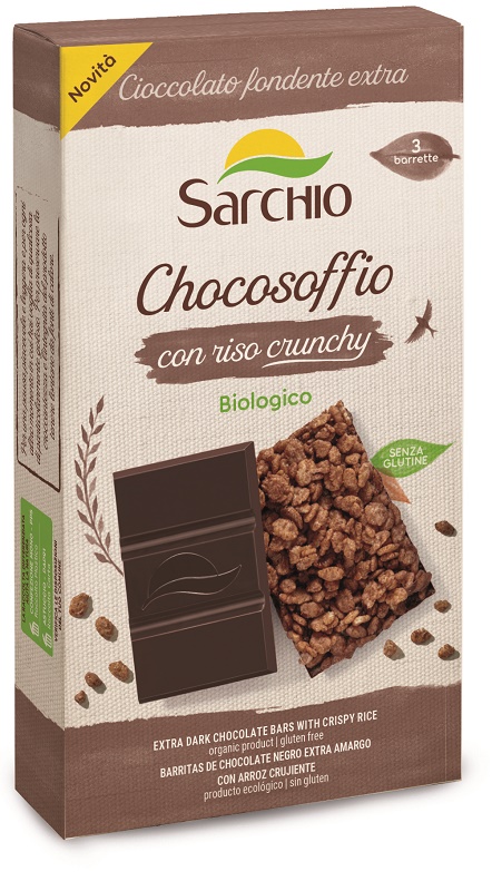 CHOCOSOFFIO BARRETTA CIOCCOLATO FONDENTE EXTRA E RISO CROCCANTE 3 PEZZI DA 25 G - Metafarm