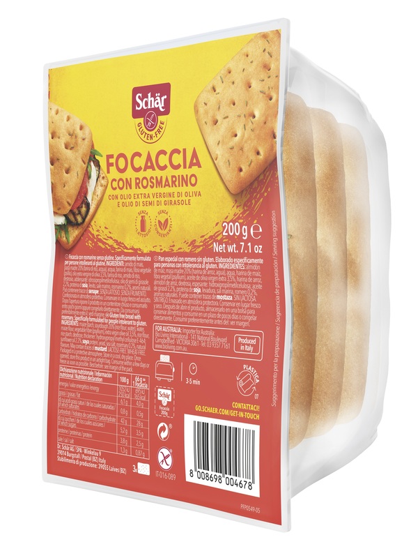 SCHAR FOCACCIA CON ROSMARINO SENZA LATTOSIO 200 G - Metafarm