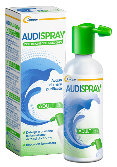 AUDISPRAY ADULT SOLUZIONE DI ACQUA DI MARE IPERTONICA SPRAY SENZA GAS DETERSIONE ORECCHIO 50 ML - Metafarm