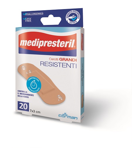 CEROTTO GRANDE MEDIPRESTERIL RESISTENTE 7X3CM 20 PEZZI - Metafarm