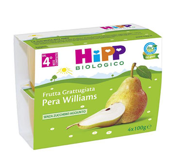 HIPP BIO HIPP BIO FRUTTA GRATTUGGIATA PERA WILLIAMS 4X100 G - Metafarm
