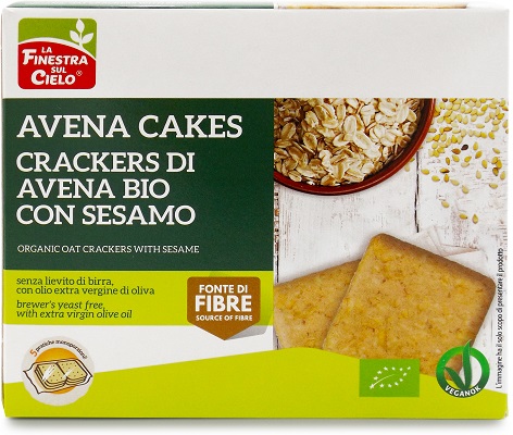 AVENACAKES CRACKERS DI AVENA CON SESAMO BIO VEGAN SENZA LIEVITO DI BIRRA CON OLIO EXTRAVERGINE DI OLIVA 250 G - Metafarm