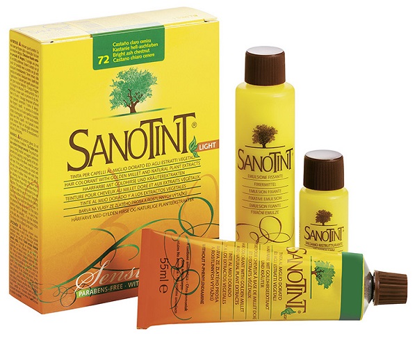 SANOTINT LIGHT TINTURA PER CAPELLI NUMERO 72 CASTANO CHIARO CENERE TUBO IN ASTUCCIO DI CARTONE 125 ML - Metafarm