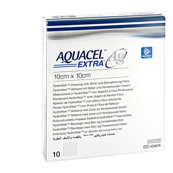 AQUACEL AG EXTRA MEDICAZIONE CON IONI ARGENTO 10X10 CM 10 PEZZI - Metafarm