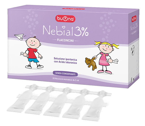 NEBIAL FLACONCINI SOLUZIONE SALINA IPERTONICA DI SODIO CLORURO AL 3% CON ACIDO IALURONICO 20X5 ML - Metafarm
