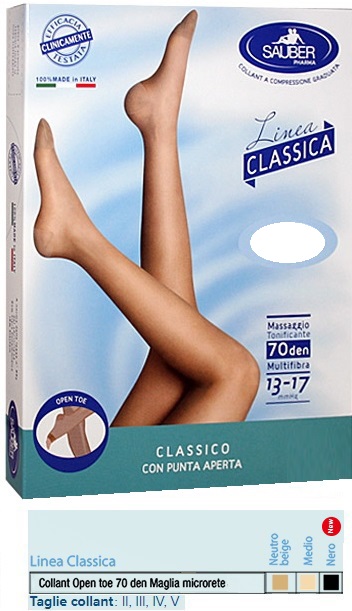 SAUBER COLLANT OPEN TOE MAGLIA MICRORETE 70 DEN COLORE MEDIO 5 LINEA CLASSICA - Metafarm