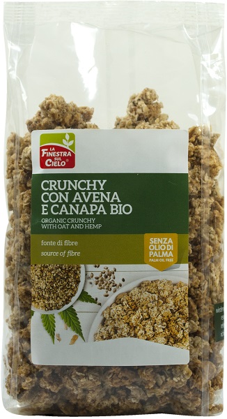 FSC CRUNCHY CON AVENA E CANAPA BIO AD ALTO CONTENUTO DI FIBRA CON OLIO DI GIRASOLE E SENZA OLIO DI PALMA 375 G - Metafarm