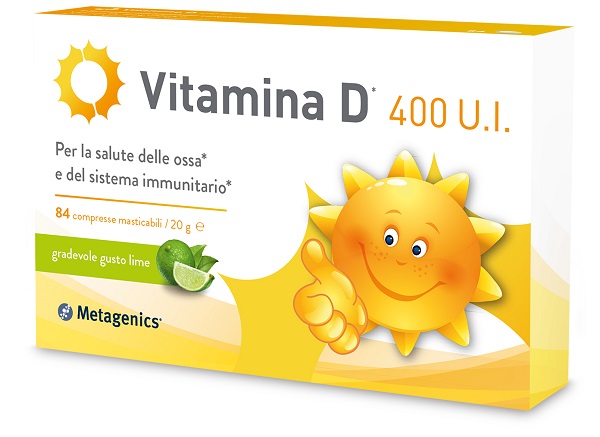 VITAMINA D 400 UI 84 COMPRESSE MASTICABILI GUSTO LIME - Metafarm