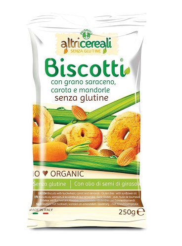 ALTRICEREALI BISCOTTI DI GRANO SARACENO CON CAROTA E MANDORLE BIO 250 G - Metafarm