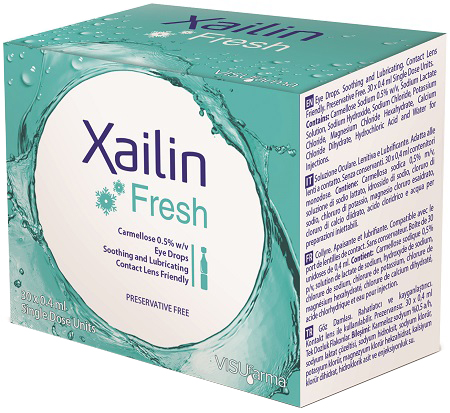 XAILIN FRESH GOCCE OCULARI CARBOSSIMETILCELLULOSA 0,5% 30 FLACONCINI MONODOSE 0,4 ML - Metafarm