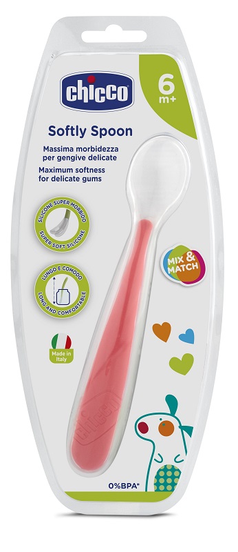 CHICCO CUCCHIAIO MORBIDO SILICONE 6M+ ROSSO UP - Metafarm