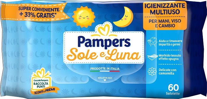 PAMPERS WIPES SOLE & LUNA EFFETTO SPUGNA 60 SALVIETTE - Metafarm