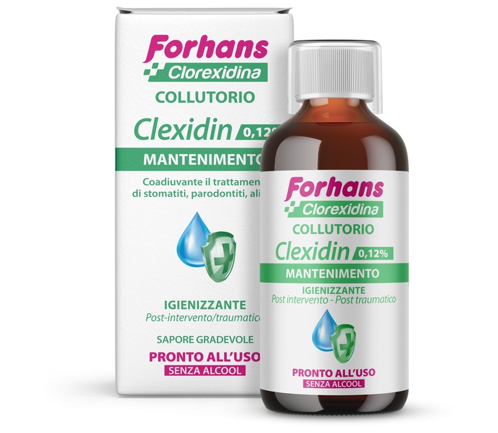 FORHANS COLLUTORIO CON CLOREXIDINA 0,12 CLEXIDIN SENZA ALCOOL 200 ML - Metafarm