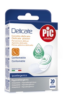 CEROTTO PIC DELICATE 19X72 MM ANTIBATTERICO 20 PEZZI - Metafarm