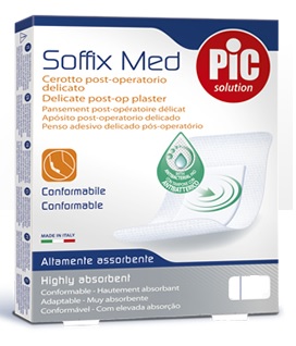 CEROTTO PIC SOFFIX MED IN TNT CON TAMPONE CENTRALE ASSORBENTE STERILE MONOUSO 30X10 CM STERILI ANTIBATTERICO 3 PEZZI - Metafarm
