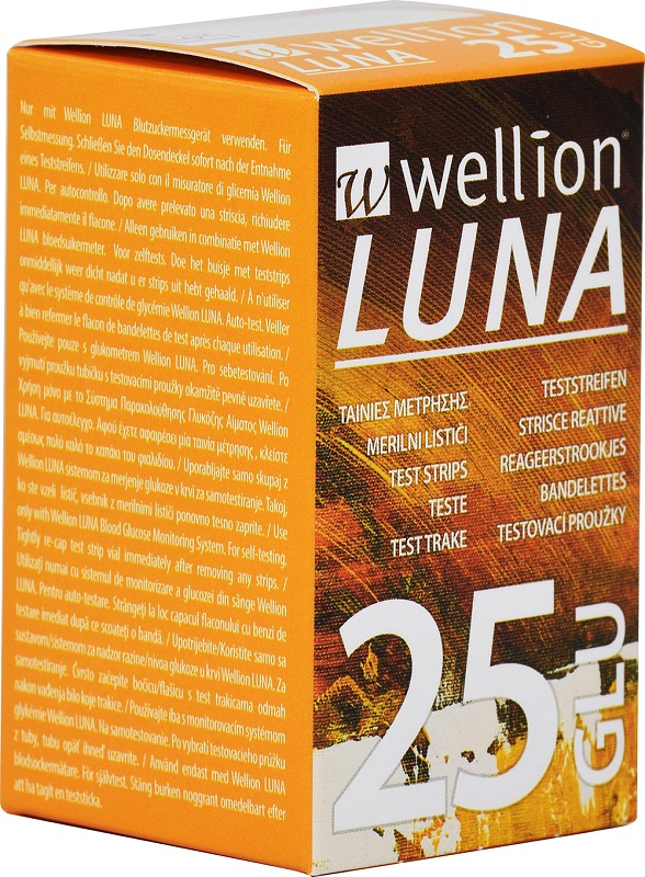 WELLION LUNA 25 STRIPS STRISCE PER MISURAZIONE GLICEMIA - Metafarm