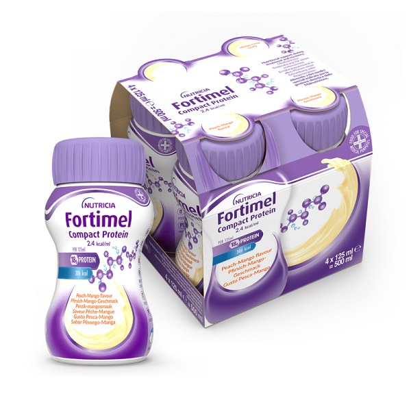 NUTRICIA FORTIMEL COMPACT PROTEIN GUSTO PESCA E MANGO 4 BOTTIGLIE DA 125 ML - Metafarm