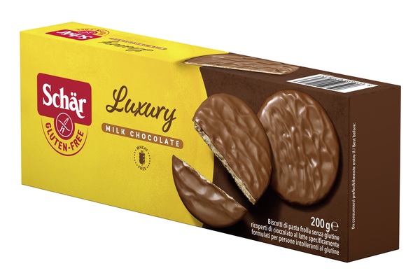 SCHAR LUXURY BISCOTTI DI PASTA FROLLA RICOPERTI DI CIOCCOLATO AL LATTE 200 G - Metafarm