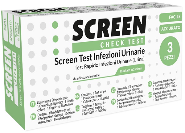 SCREEN TEST LEUCOCITI SANGUE NITRITO E PROTEINA URINA SCREEN TEST INFEZIONI VIE URINARIE 3 PEZZI - Metafarm
