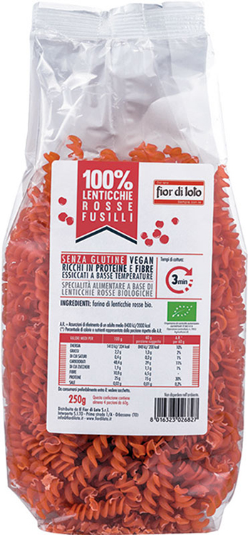 FUSILLI DI LENTICCHIE ROSSE BIO 250 G - Metafarm