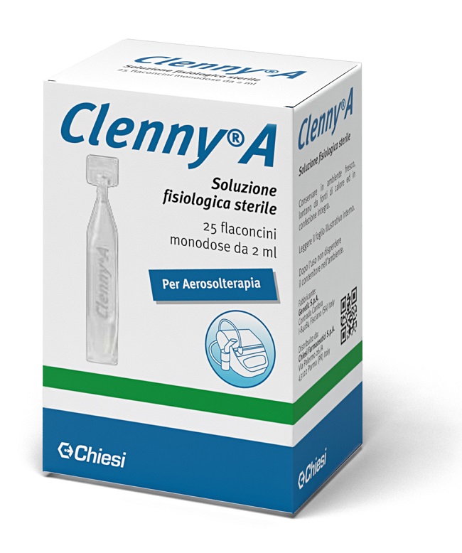 CLENNY A SOLUZIONE FISIOLOGICA STERILE PER AEROSOLTERAPIA 25 FLACONCINI MONODOSE DA 2 ML - Metafarm