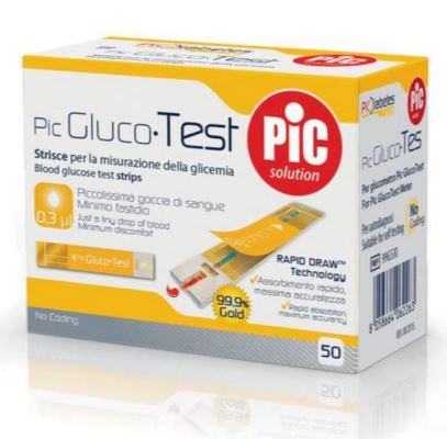 STRISCE MISURAZIONE GLICEMIA PIC GLUCOTEST 50 PEZZI - Metafarm