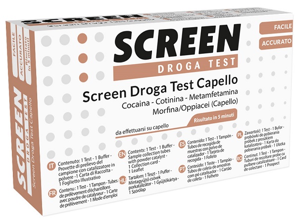 SCREEN DROGA TEST 4 SOSTANZE TRAMITE CAPELLI TEST ANTIDROGA CAPELLO - Metafarm