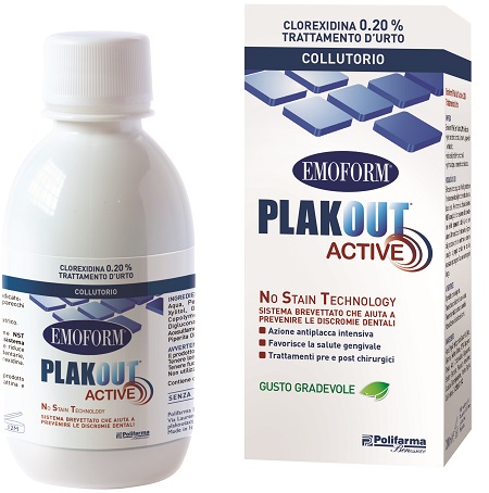 EMOFORM PLAK OUT ACTIVE CLOREXIDINA 0,20% COLLUTORIO 200 ML - Metafarm