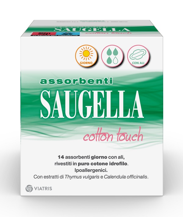 SAUGELLA COTTON TOUCH ASSORBENTI GIORNO CON ALI 14 PEZZI - Metafarm