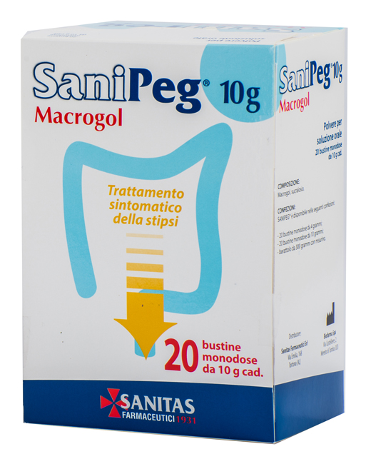 SANIPEG MACROGOL POLVERE PER SOLUZIONE ORALE 20 BUSTE DA 10 G - Metafarm
