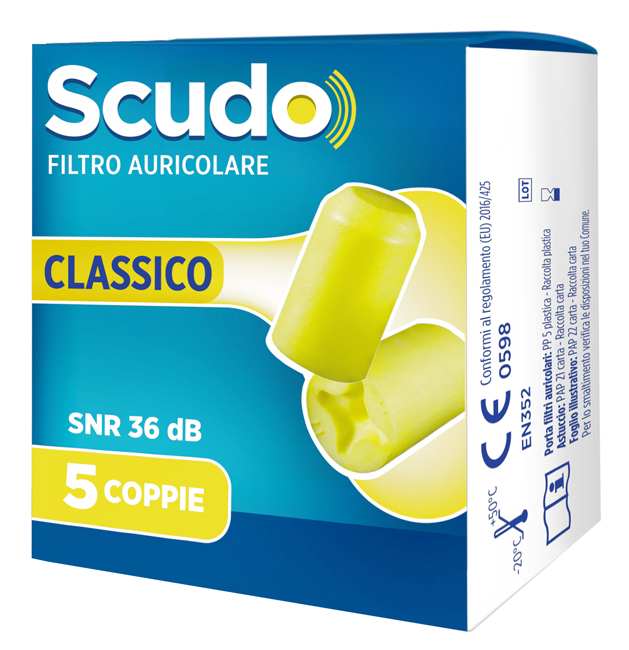 SCUDO FILTRO AURICOLARE CLASSICO SNR 36 DB 7-12MM 5 PAIA - Metafarm